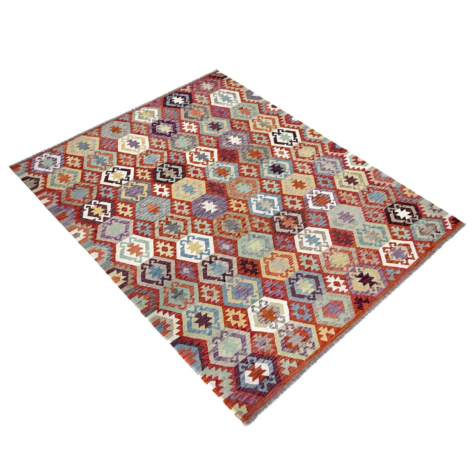 Hand Made Afghan Kilim – 6' 11" x 9' 8" ft (210 x 294 cm) | SKU: R39762