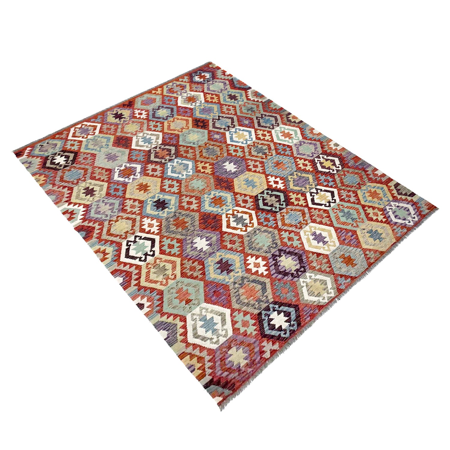 Hand Made Afghan Kilim – 6' 11" x 9' 8" ft (210 x 294 cm) | SKU: R39762