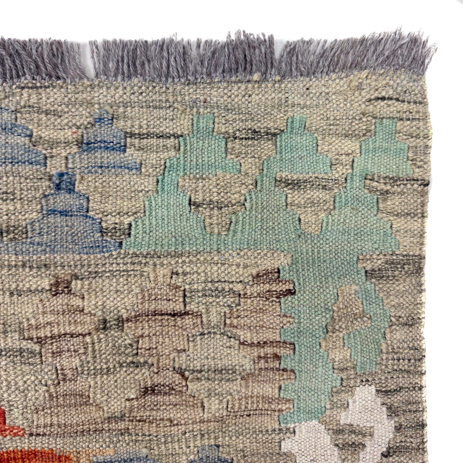 Hand-Knotted Multi Geometric Vegetable Kilim Area Rug – 8' 4" x 9' 9" ft (254 x 296 cm) | SKU: R39765