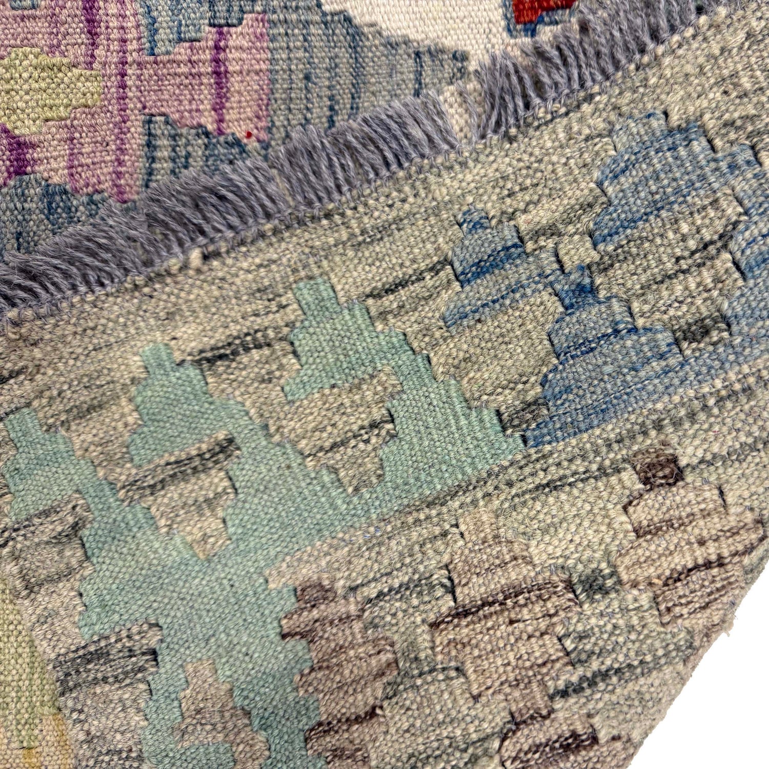 Hand-Knotted Multi Geometric Vegetable Kilim Area Rug – 8' 4" x 9' 9" ft (254 x 296 cm) | SKU: R39765