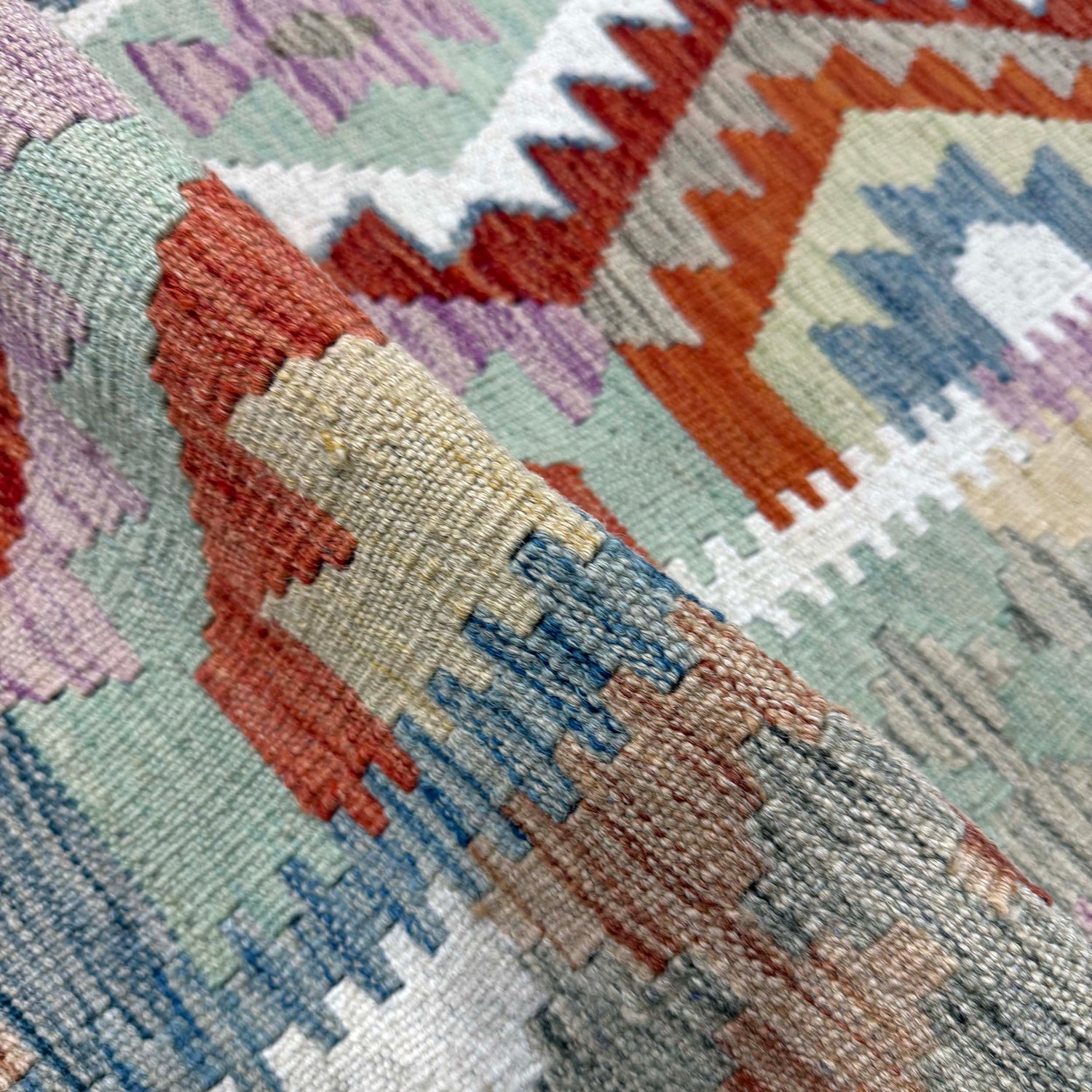 Hand-Knotted Multi Geometric Vegetable Kilim Area Rug – 8' 4" x 9' 9" ft (254 x 296 cm) | SKU: R39765