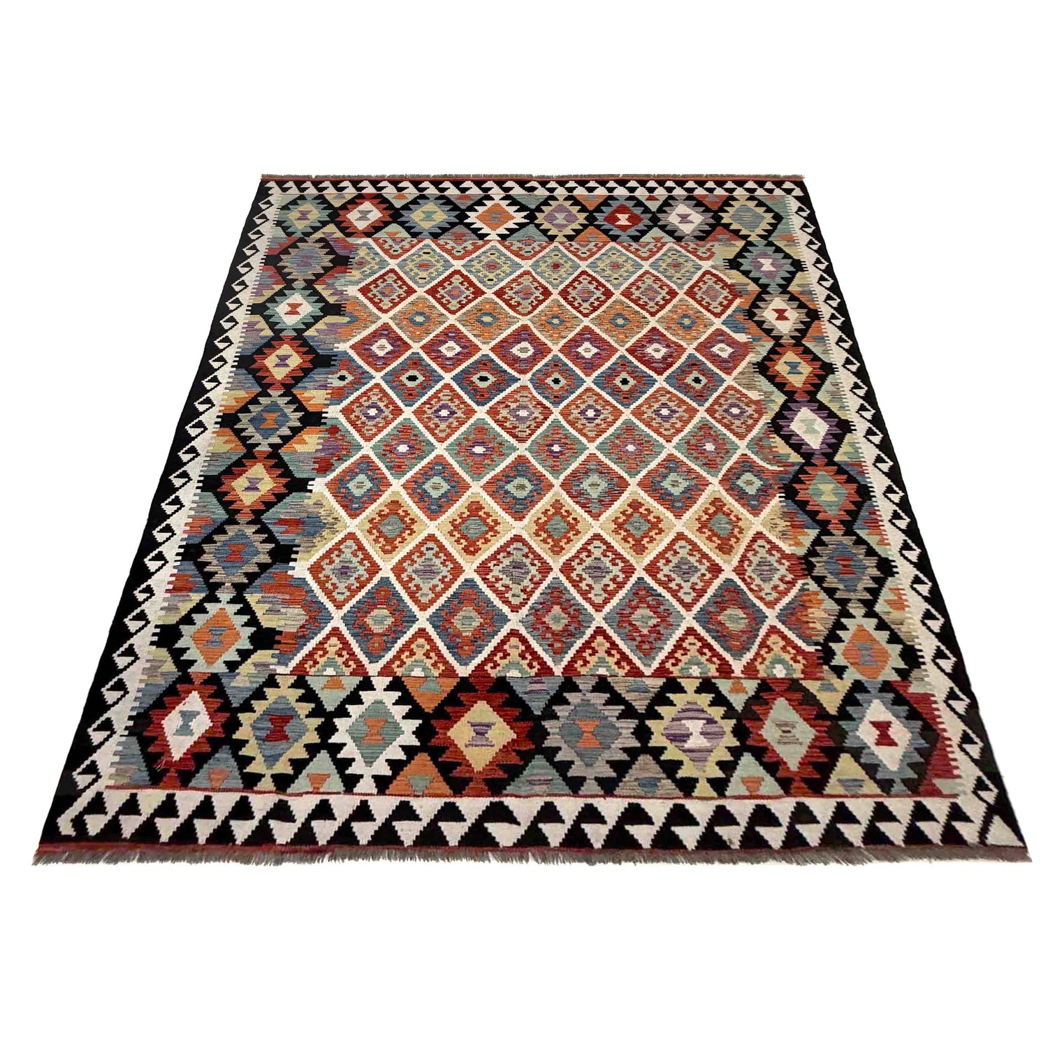 Hand Made Afghan Kilim – 6' 8" x 9' 9" ft (204 x 297 cm) | SKU: R39767