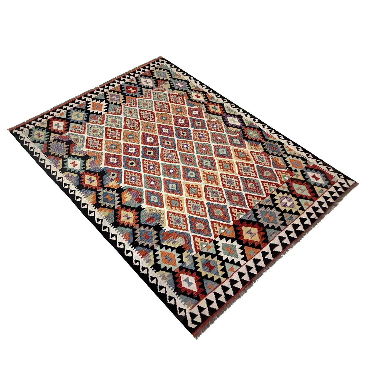 Hand Made Afghan Kilim – 6' 8" x 9' 9" ft (204 x 297 cm) | SKU: R39767