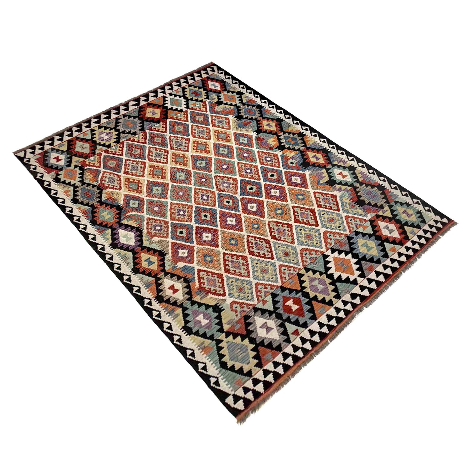 Hand Made Afghan Kilim – 6' 8" x 9' 9" ft (204 x 297 cm) | SKU: R39767