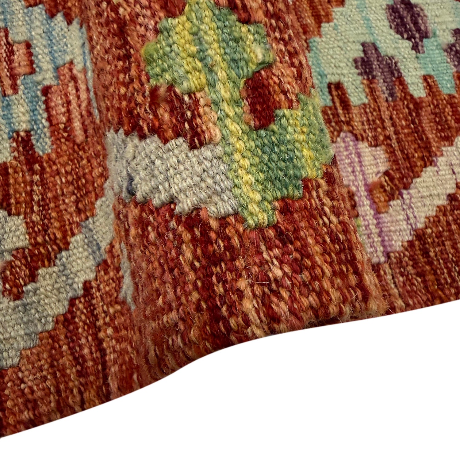Colorful Flat-Weave Wool Kilim – 6' 9" x 9' 10" ft (205 x 300 cm) | SKU: R39768