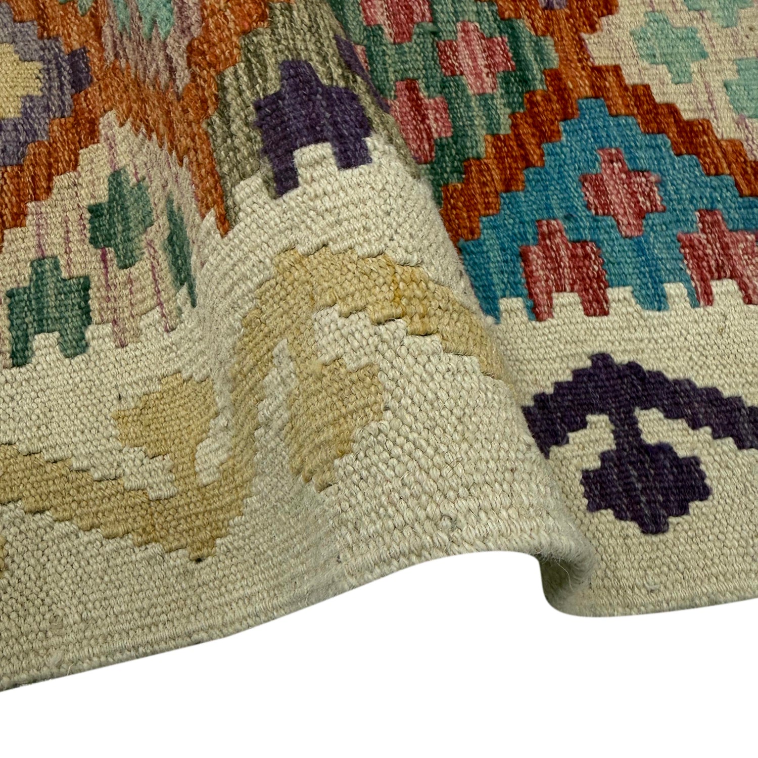 Colorful Flat-Weave Wool Kilim – 6' 7" x 9' 7" ft (200 x 293 cm) | SKU: R39769