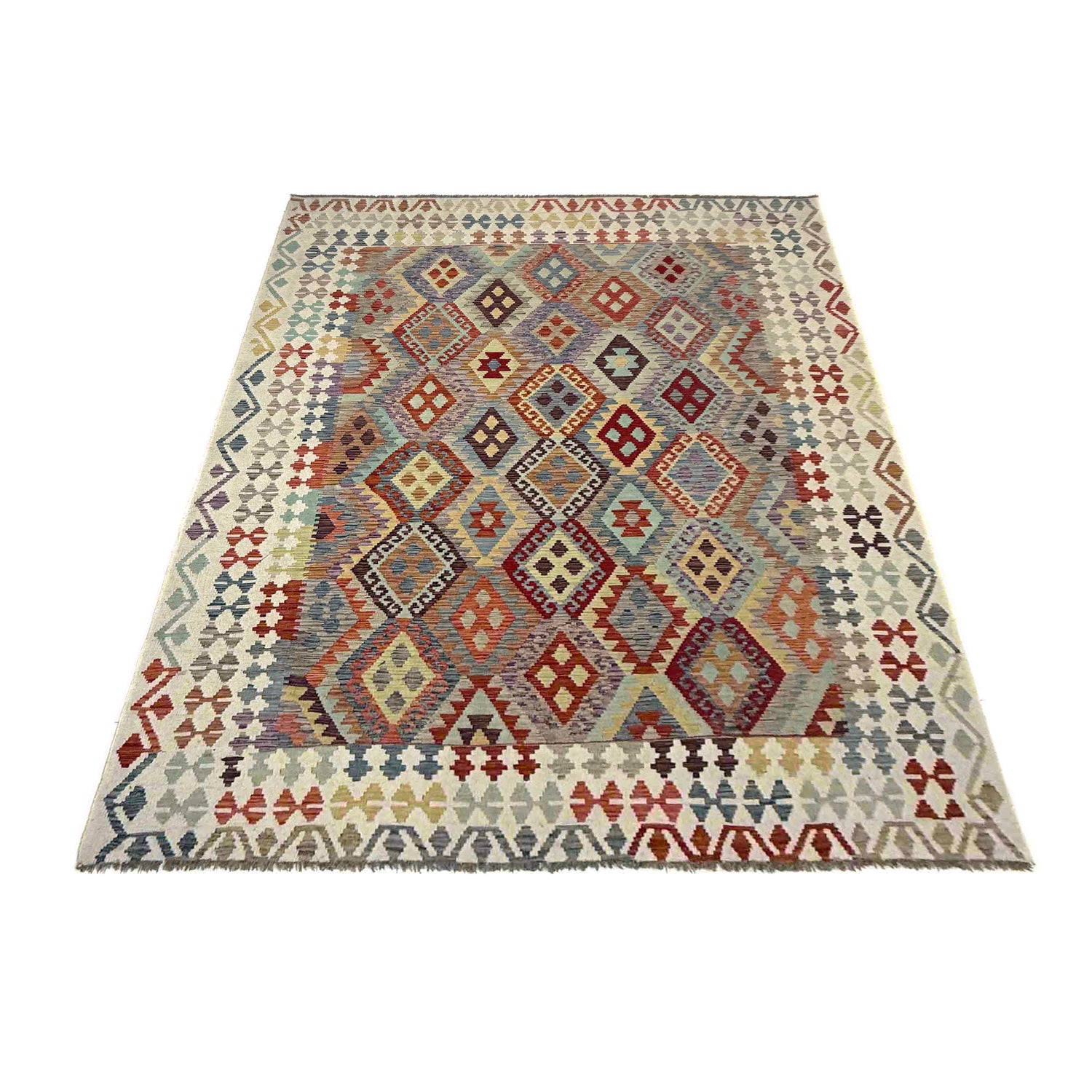 Handmade Vegetable Kilim – 7' 0" x 9' 11" ft (214 x 301 cm) | SKU: R39770