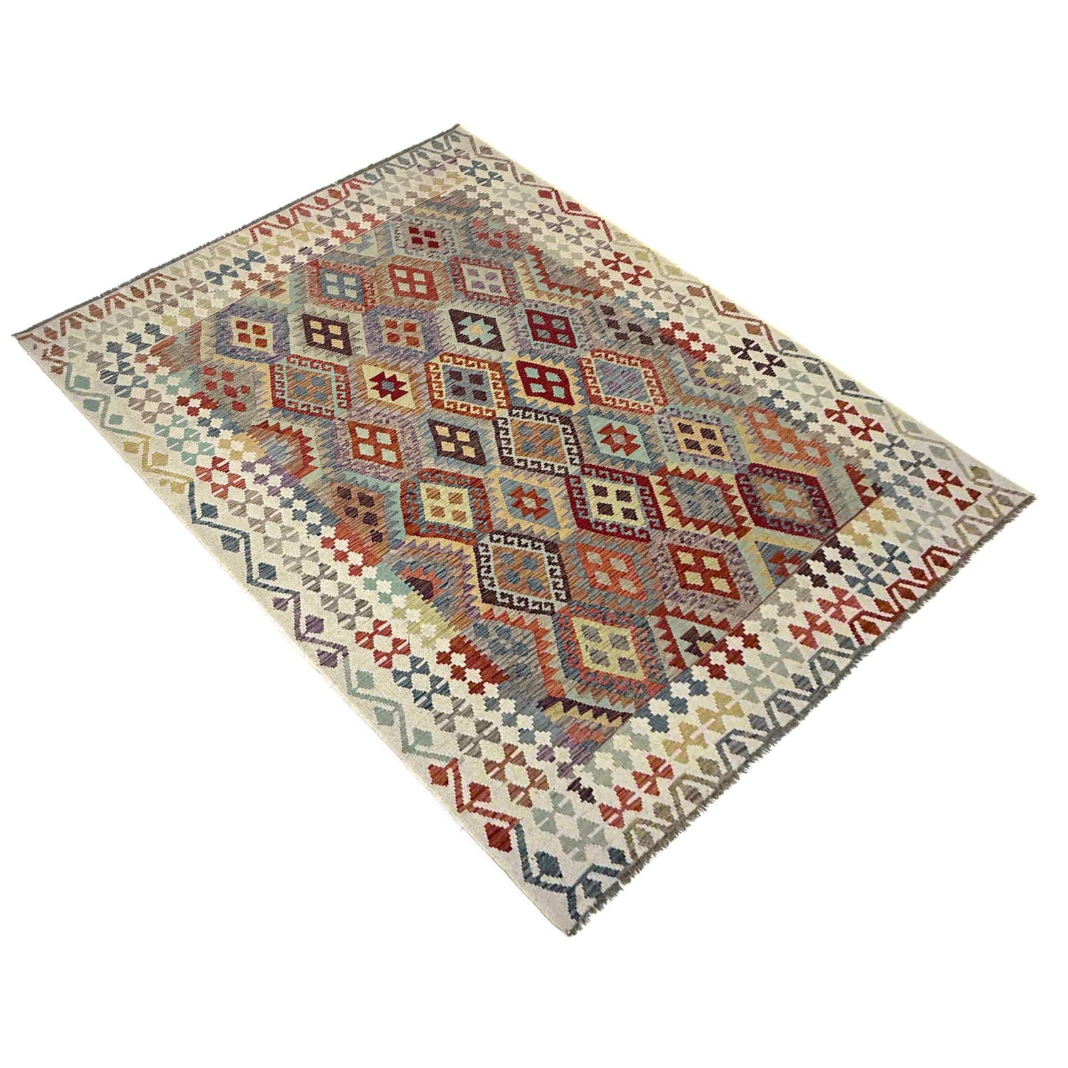 Handmade Vegetable Kilim – 7' 0" x 9' 11" ft (214 x 301 cm) | SKU: R39770