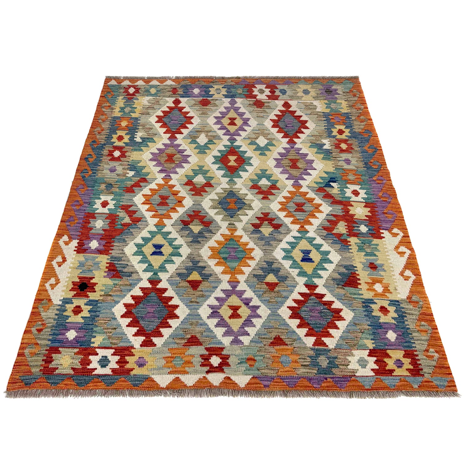 Handmade Vegetable Kilim – 4' 2" x 5' 9" ft (127 x 176 cm) | SKU: R39819