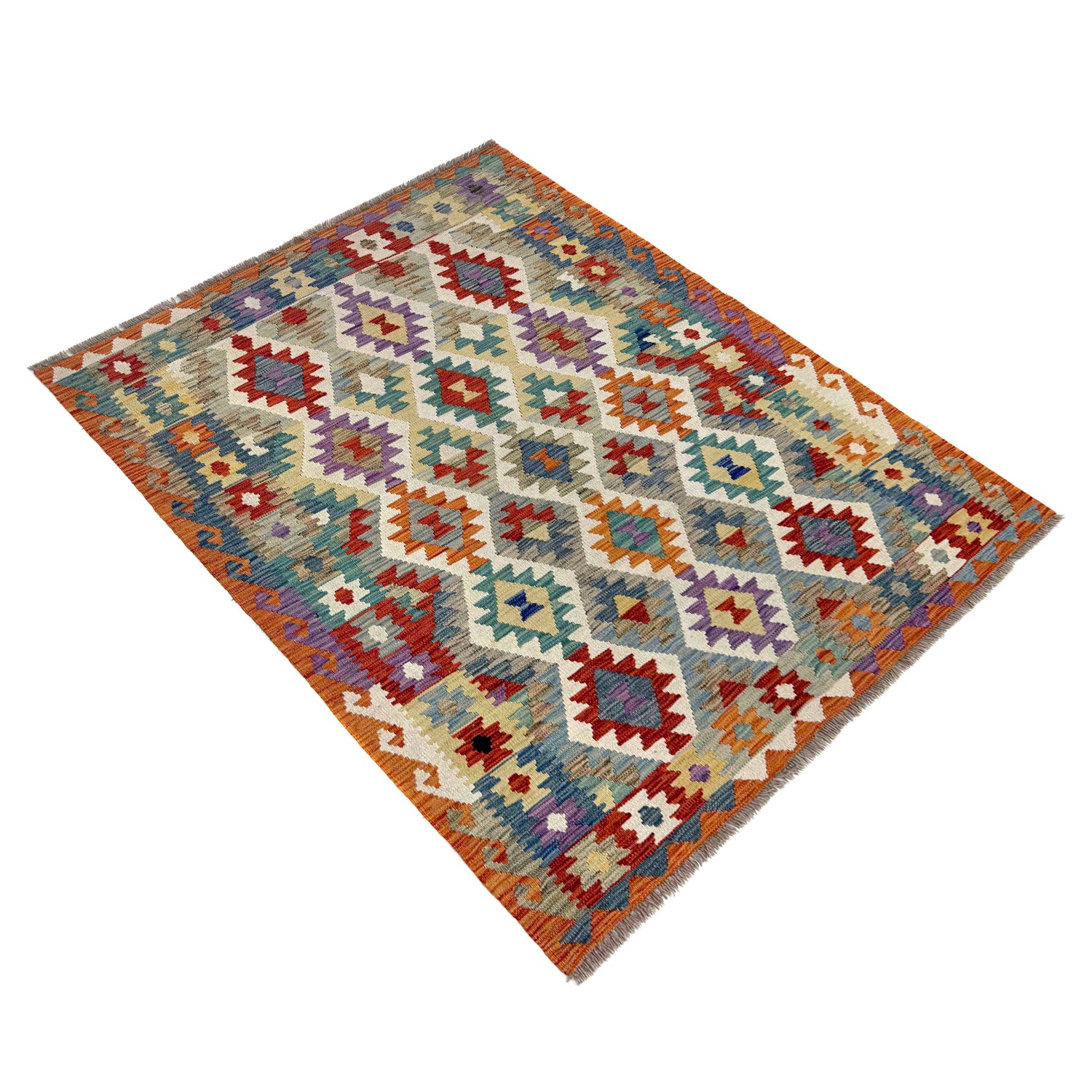 Handmade Vegetable Kilim – 4' 2" x 5' 9" ft (127 x 176 cm) | SKU: R39819