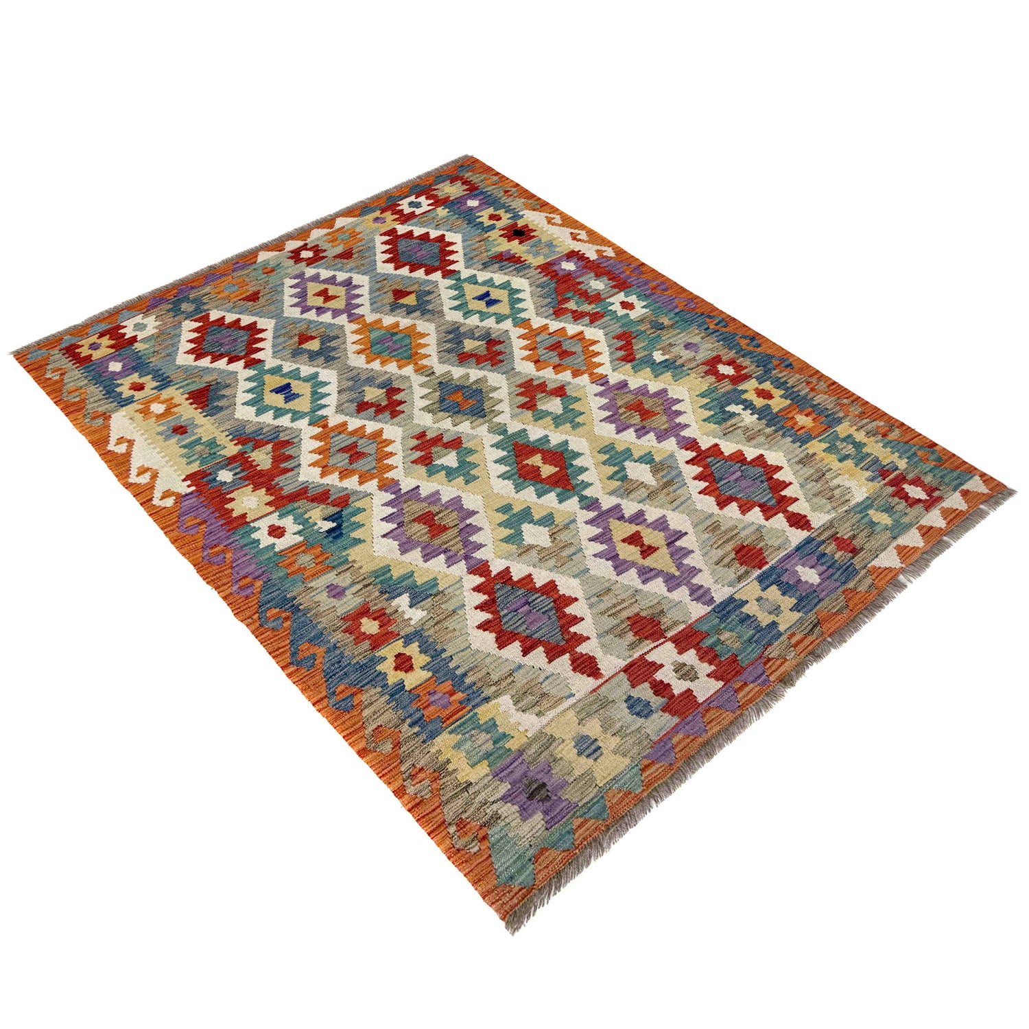 Handmade Vegetable Kilim – 4' 2" x 5' 9" ft (127 x 176 cm) | SKU: R39819