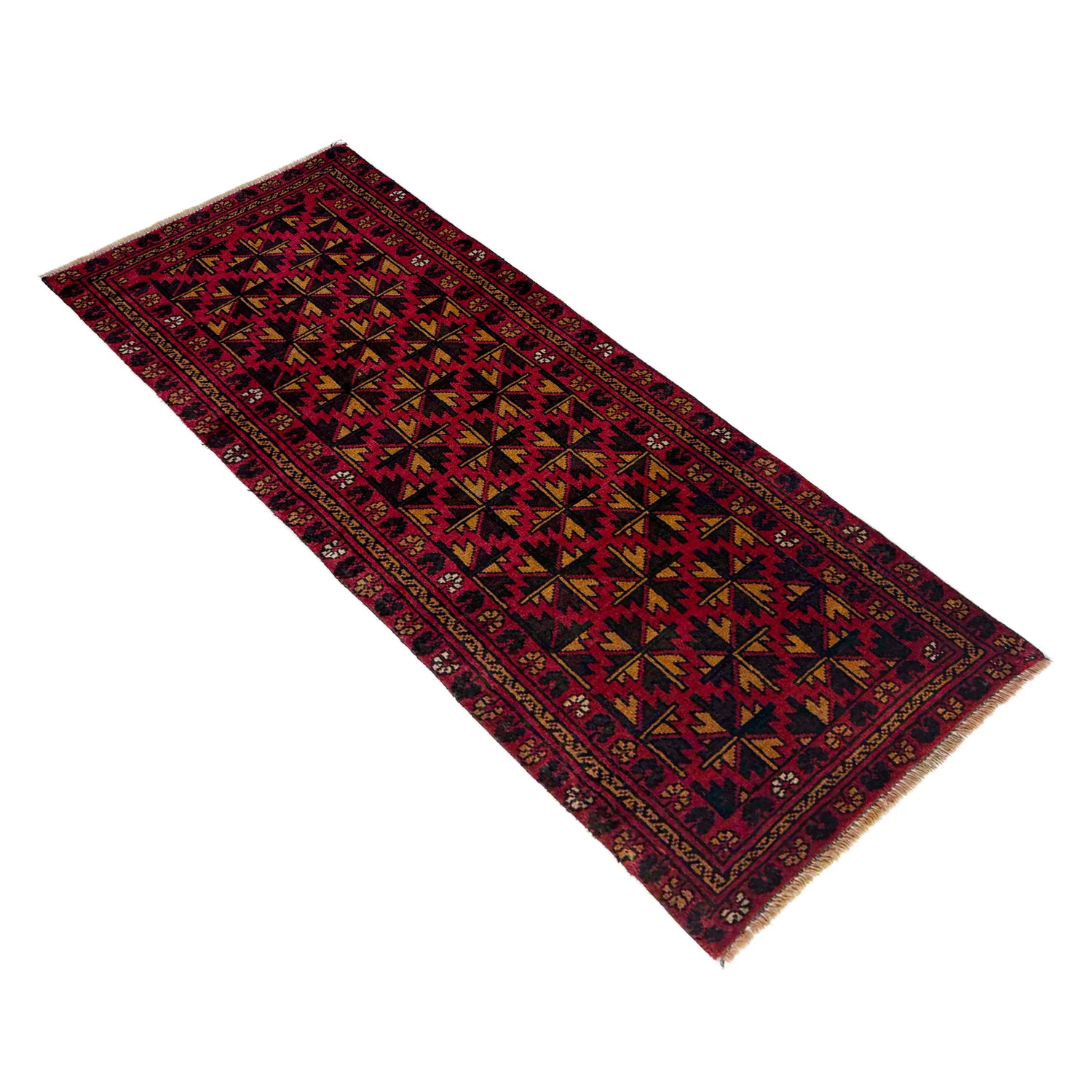 Hand-Knotted Red Floral Baluchi Runner – 2' 4" x 6' 3" ft (72 x 191 cm) | SKU: R39838