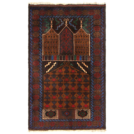 Baluchi Rug Handmade Multi Prayer Design 2x4 ft