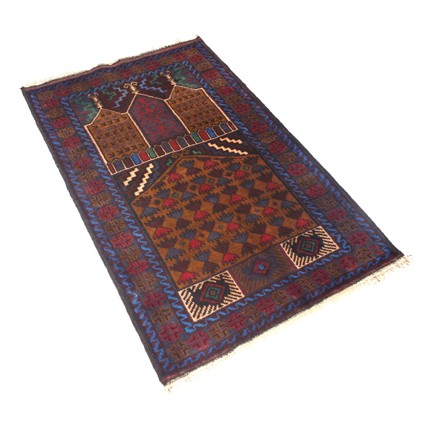 Baluchi Rug Handmade Multi Prayer Design 2x4 ft