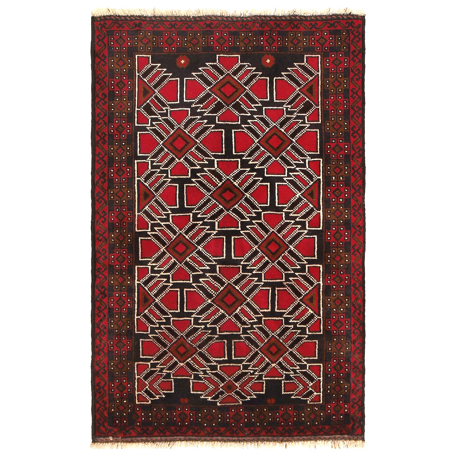 Baluchi Rug Handmade Multi Geometric 3x5 ft
