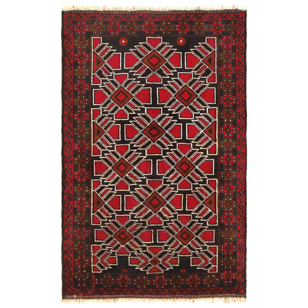 Baluchi Rug Handmade Multi Geometric 3x5 ft