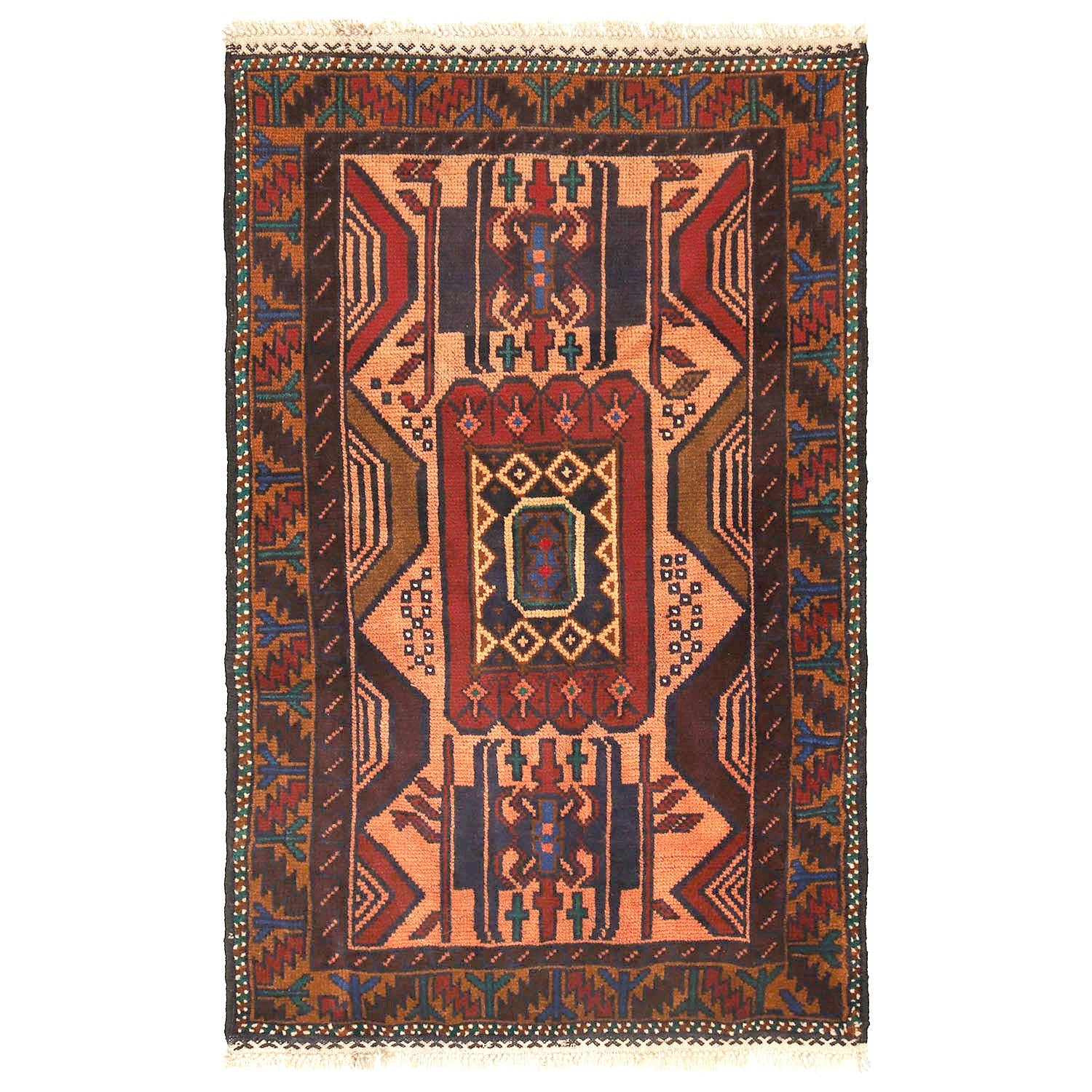 Baluchi Rug Handmade Multi Geometric 3x5 ft