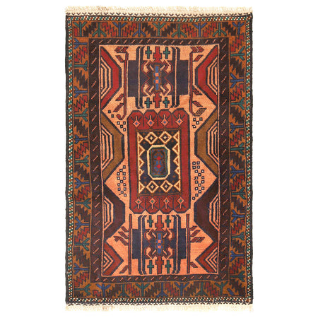 Baluchi Rug Handmade Multi Geometric 3x5 ft