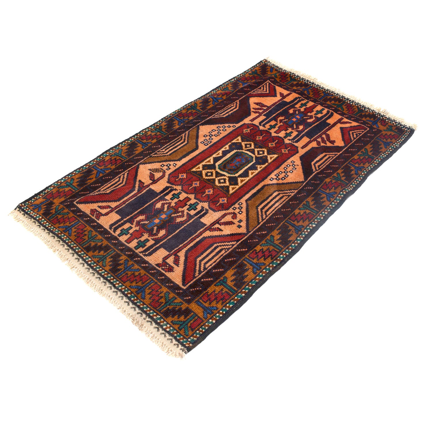 Baluchi Rug Handmade Multi Geometric 3x5 ft