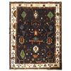Oushak Area Rug Handmade Black Floral 6x9 ft