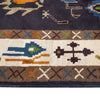 Oushak Area Rug Handmade Black Floral 6x9 ft