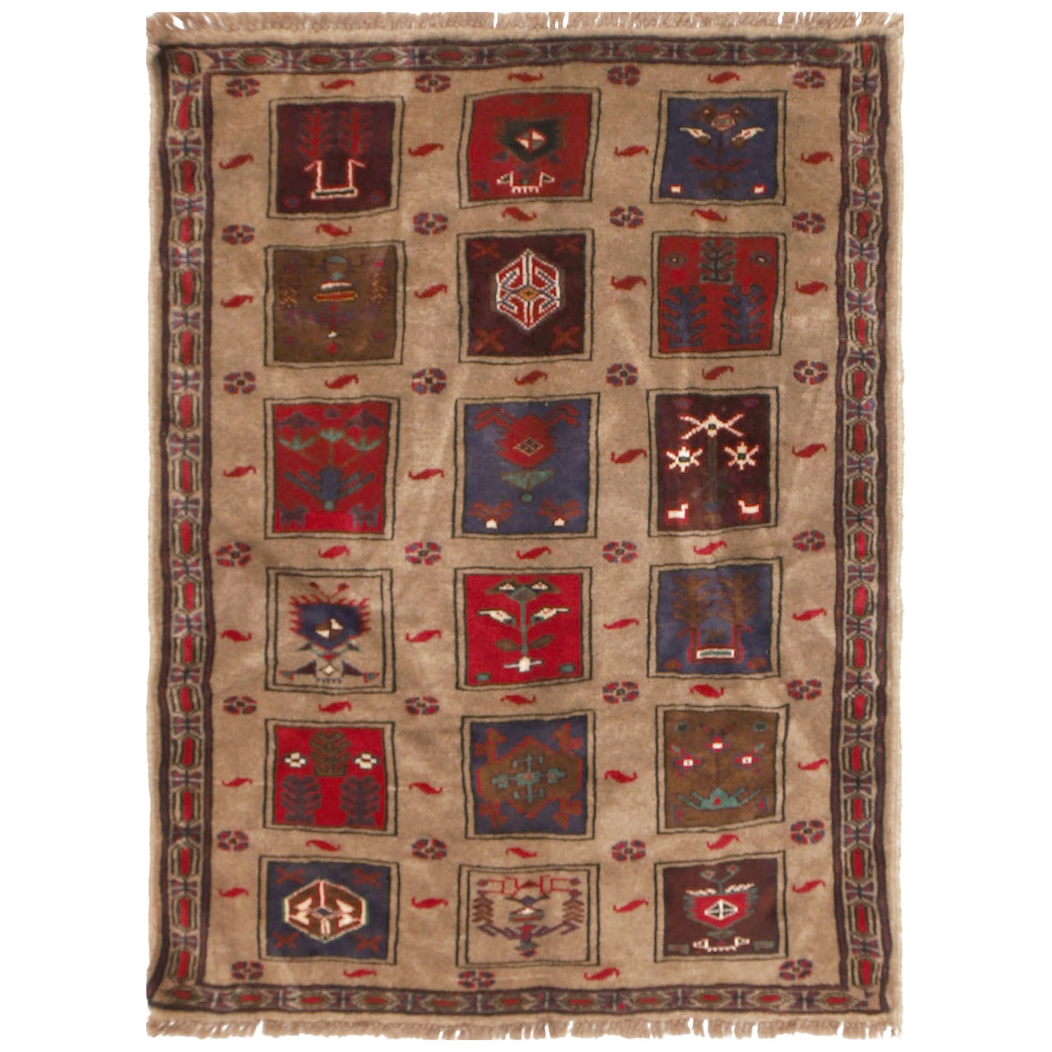 Baluchi Rug Handmade Brown Geometric 2x4 ft