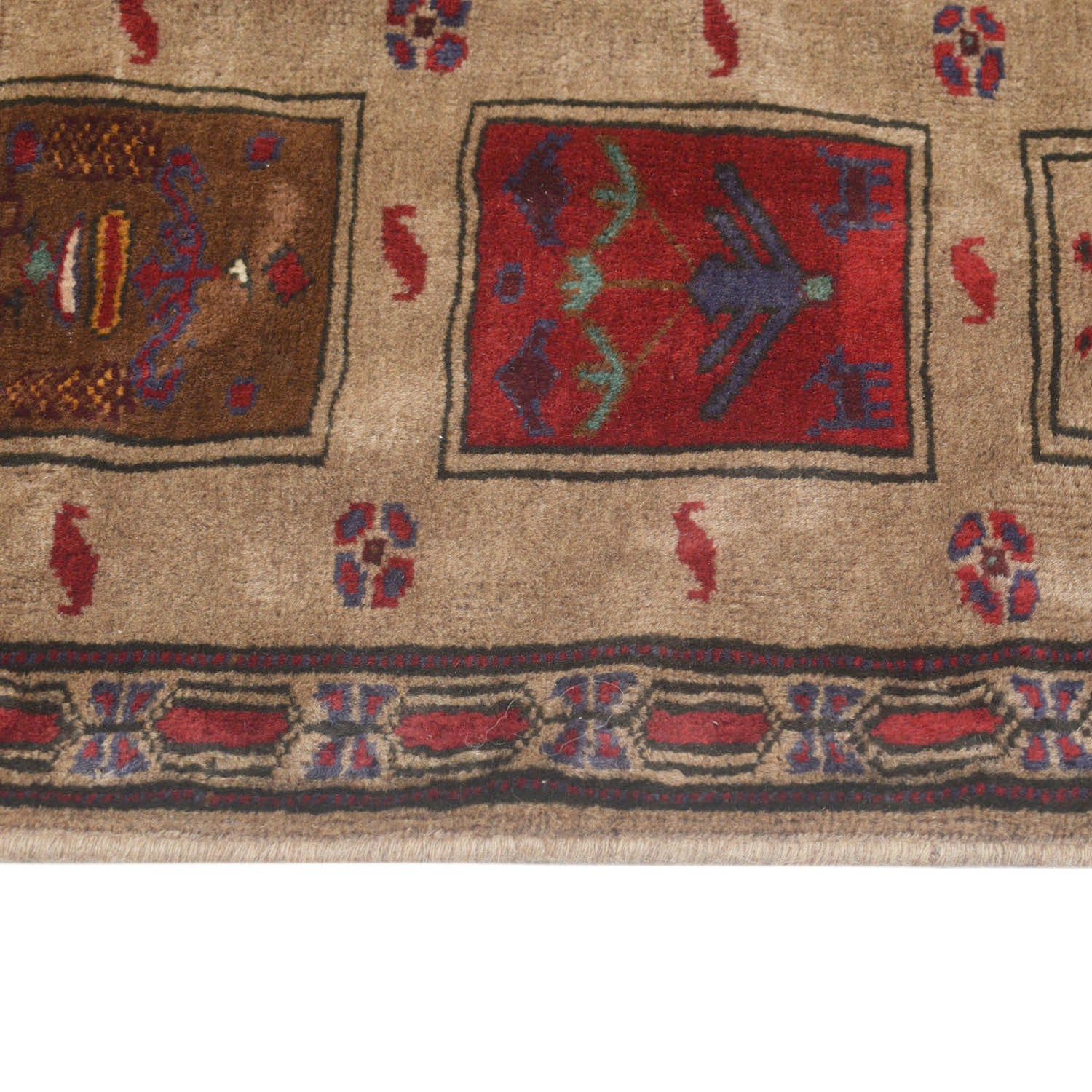 Baluchi Rug Handmade Brown Geometric 2x4 ft