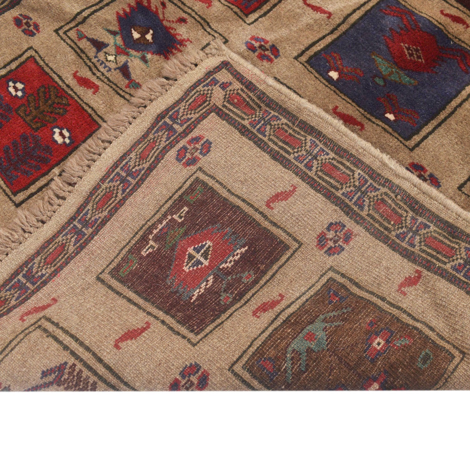 Baluchi Rug Handmade Brown Geometric 2x4 ft