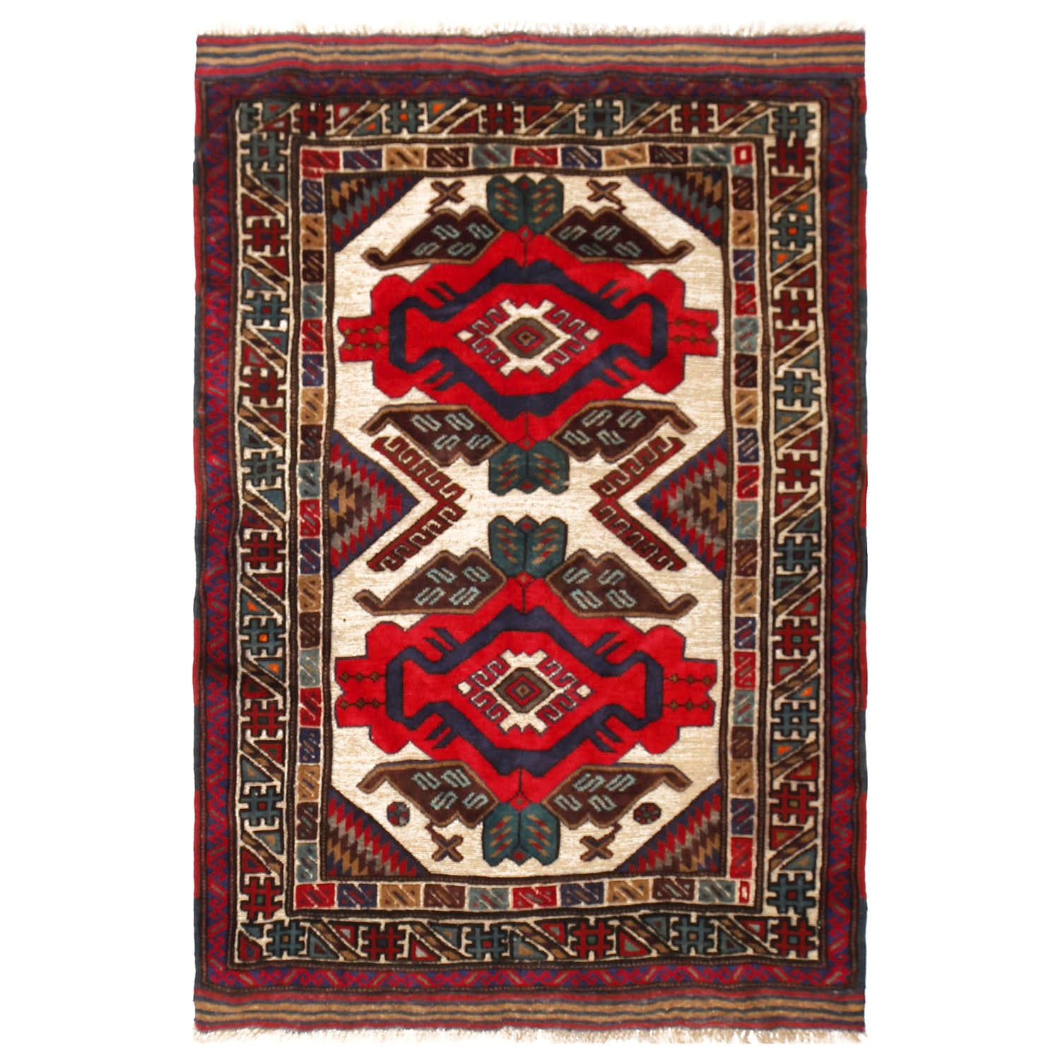Barjasta Area Rug Handmade Beige Floral 2x4 ft
