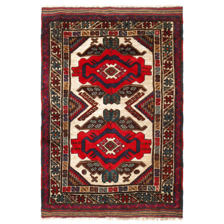 Barjasta Area Rug Handmade Beige Floral 2x4 ft