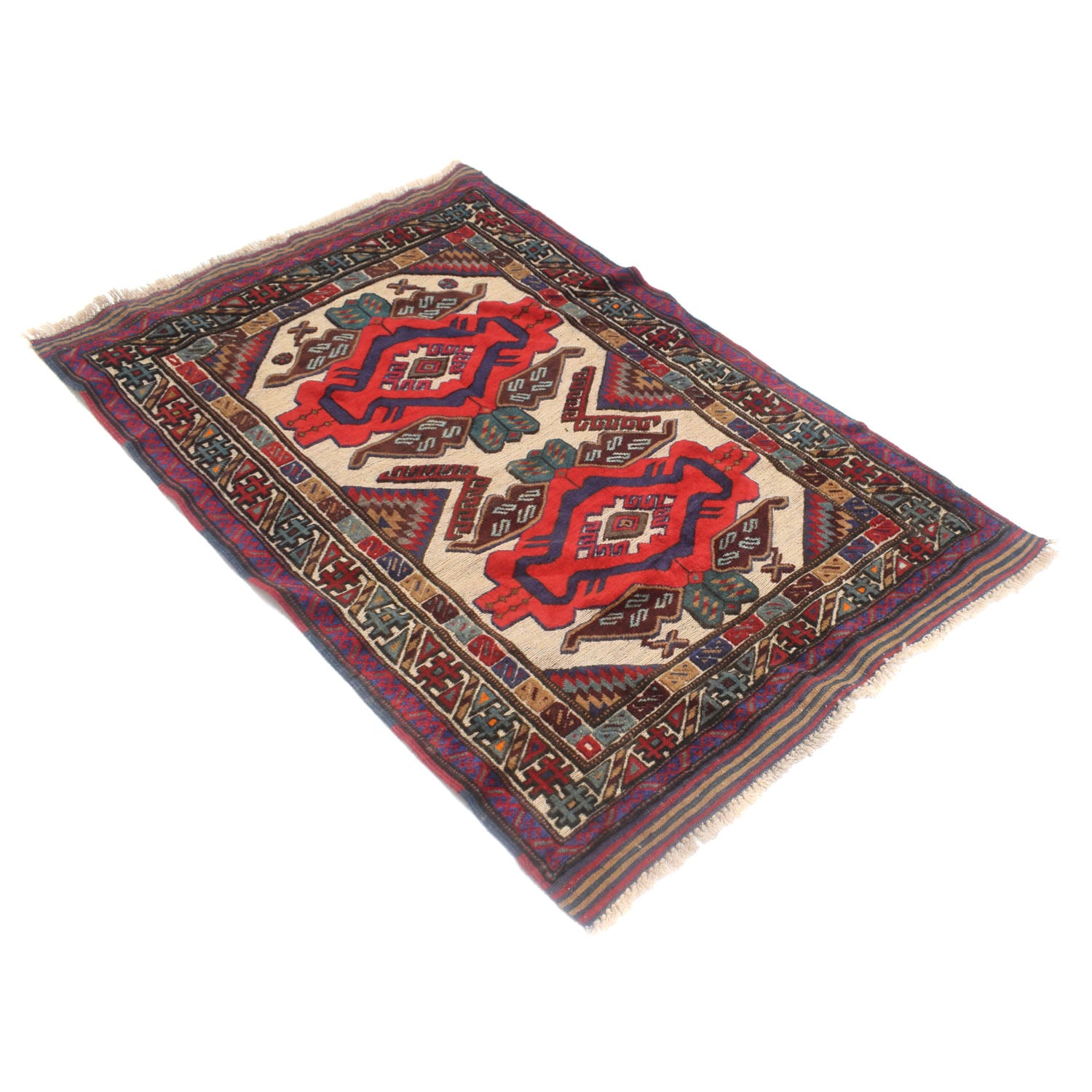 Barjasta Area Rug Handmade Beige Floral 2x4 ft