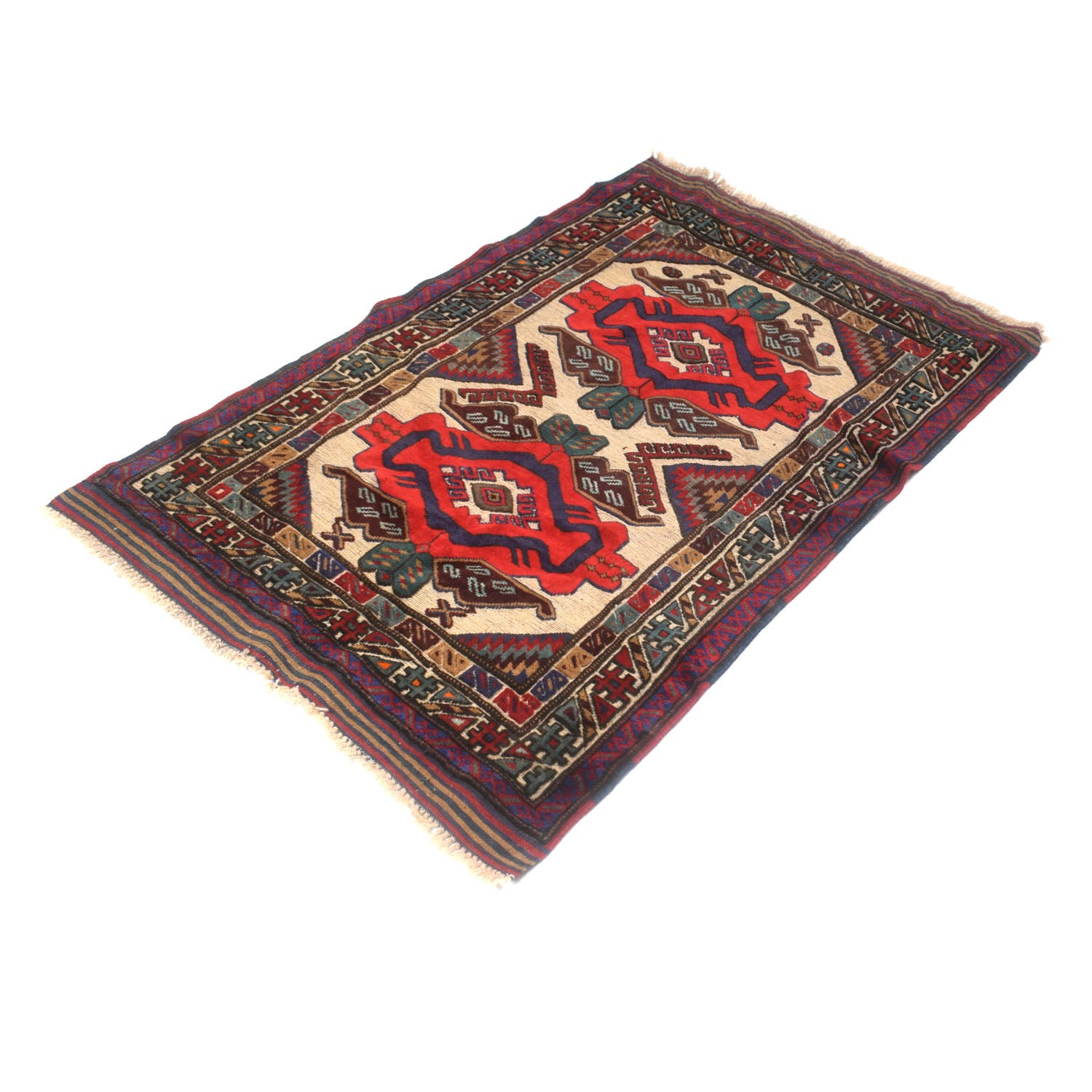 Barjasta Area Rug Handmade Beige Floral 2x4 ft