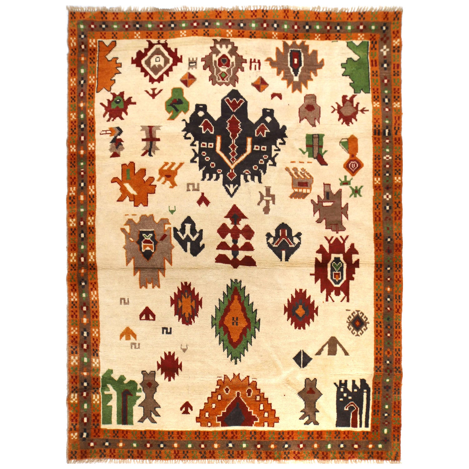 Kohistani Area Rug Handmade Beige Floral 5x8 ft