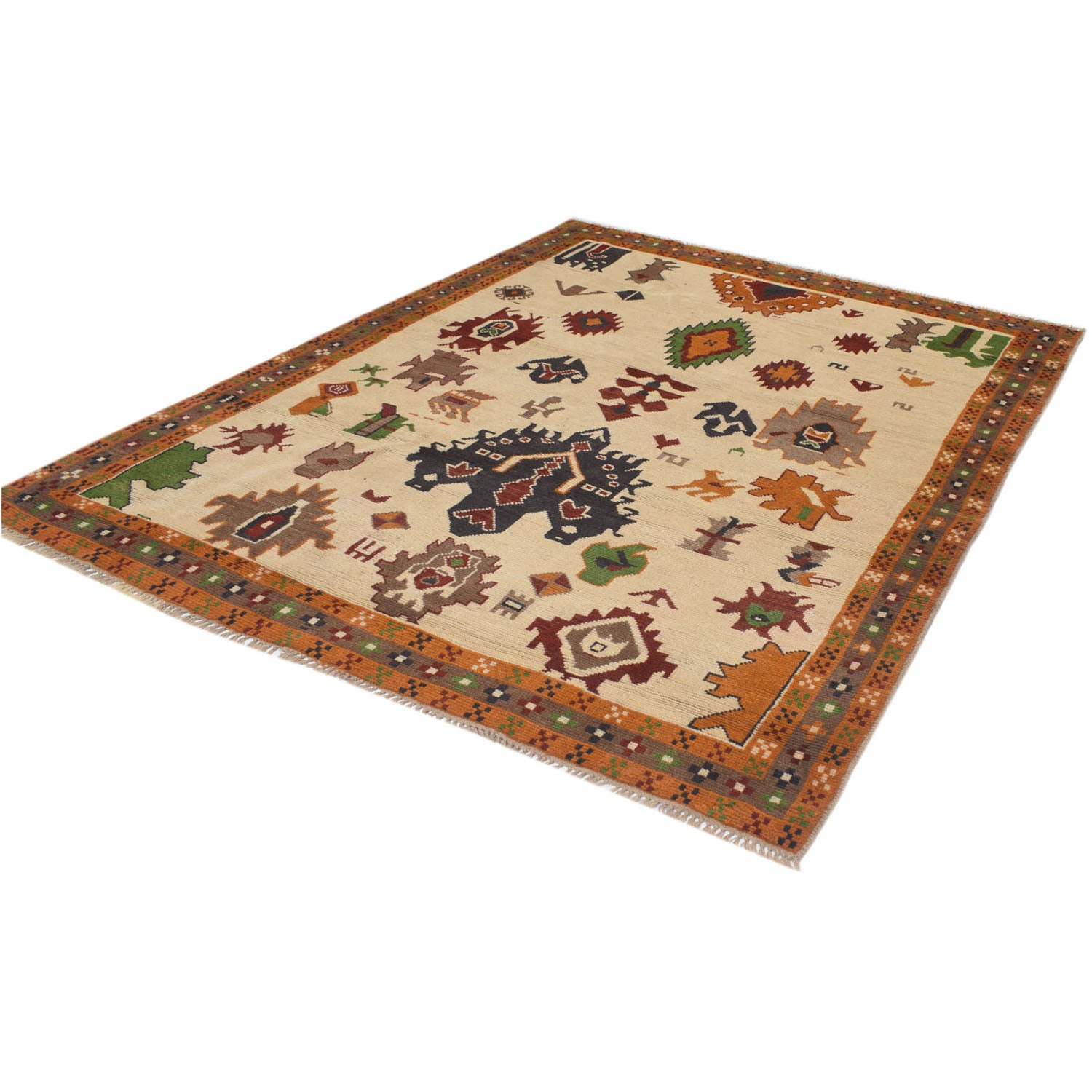 Kohistani Area Rug Handmade Beige Floral 5x8 ft