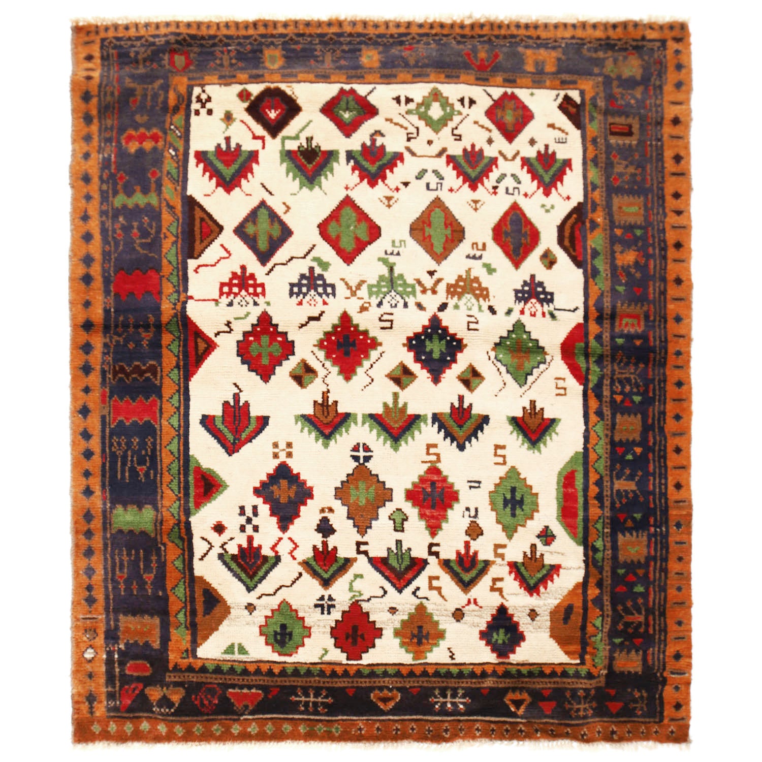 Kohistani Area Rug Handmade Beige Floral 4x6 ft