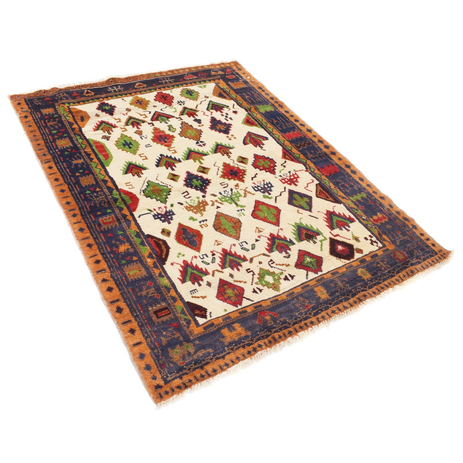 Kohistani Area Rug Handmade Beige Floral 4x6 ft