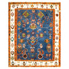 Oushak Area Rug Handmade Medium Denim Blue Floral 4x7 ft