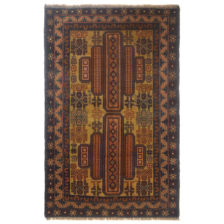 Baluchi Rug Handmade Green Floral 3x5 ft