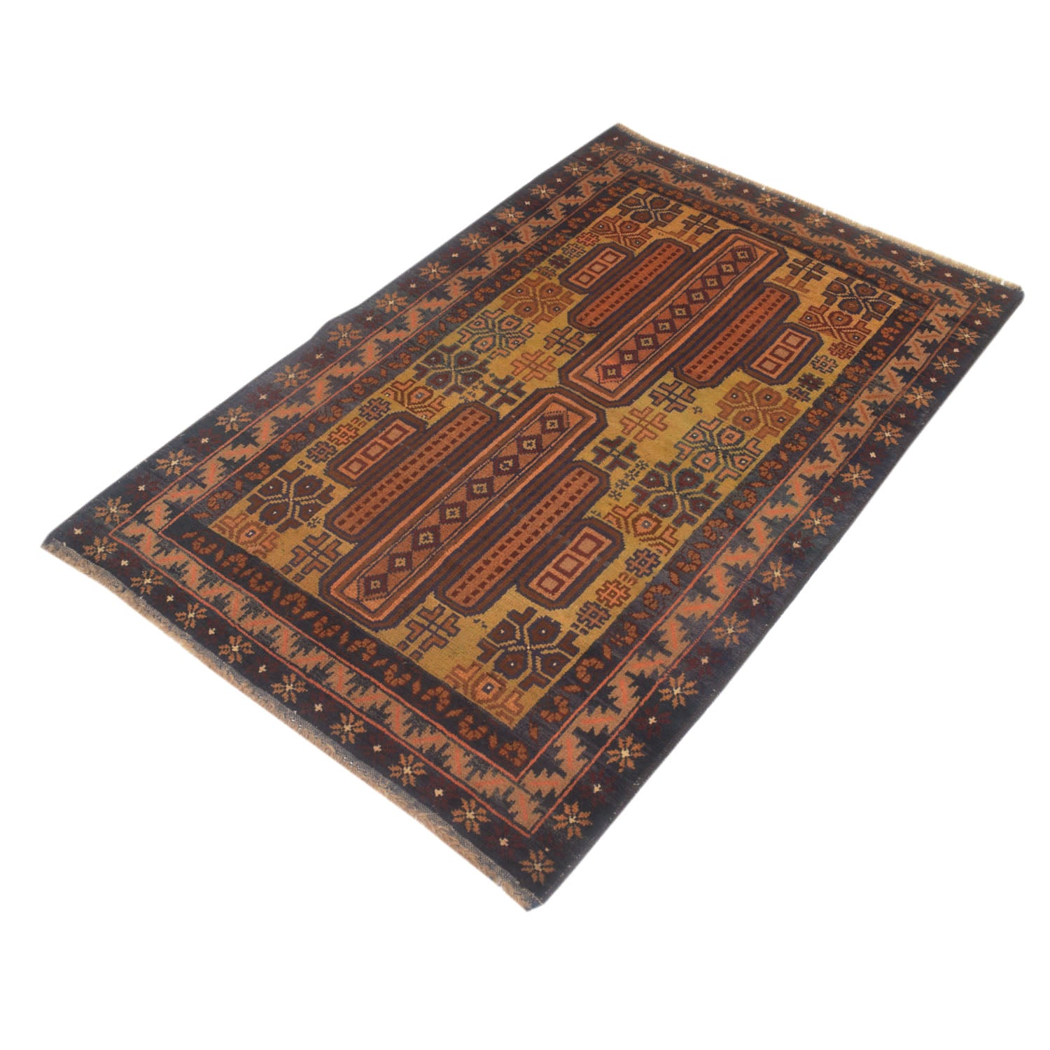 Baluchi Rug Handmade Green Floral 3x5 ft