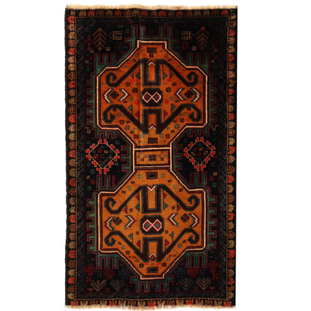Baluchi Rug Handmade Multi Geometric 3x5 ft