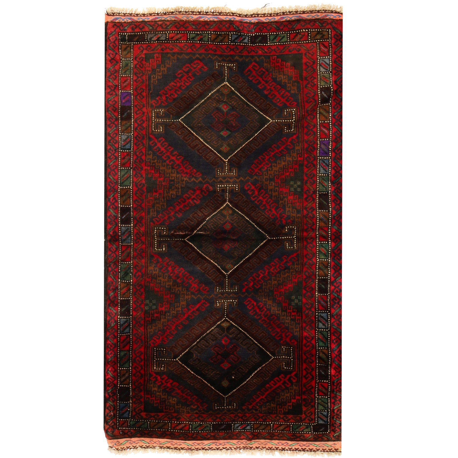 Baluchi Rug Handmade Multi Geometric 3x5 ft