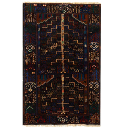 Baluchi Rug Handmade Multi Geometric 3x5 ft