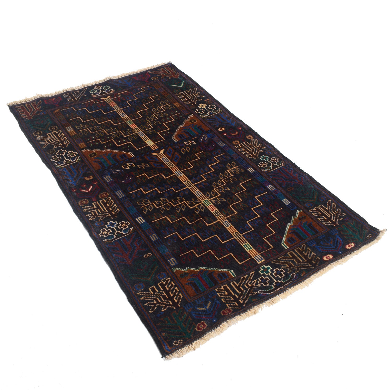 Baluchi Rug Handmade Multi Geometric 3x5 ft