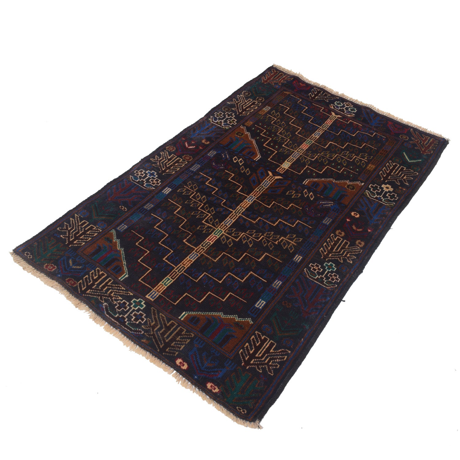 Baluchi Rug Handmade Multi Geometric 3x5 ft