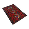 Baluchi Rug Handmade Red Geometric 2x4 ft
