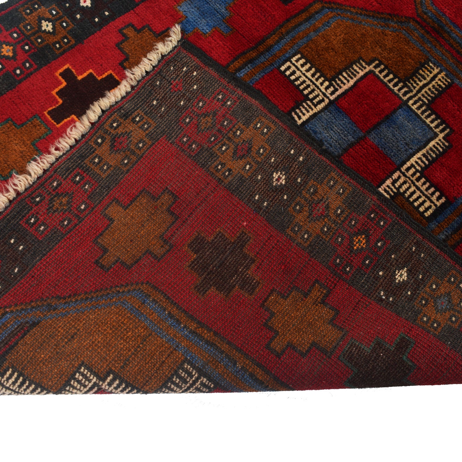 Baluchi Rug Handmade Red Geometric 2x4 ft