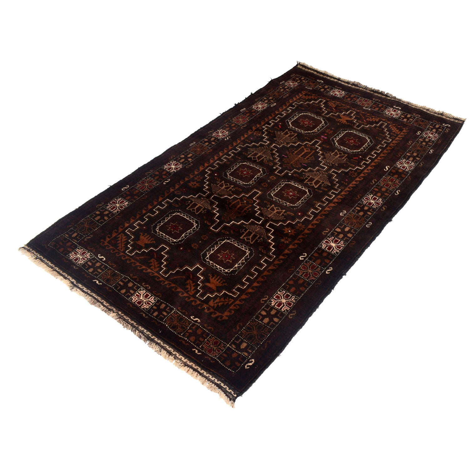 Baluchi Rug Handmade Multi Geometric 4x6 ft