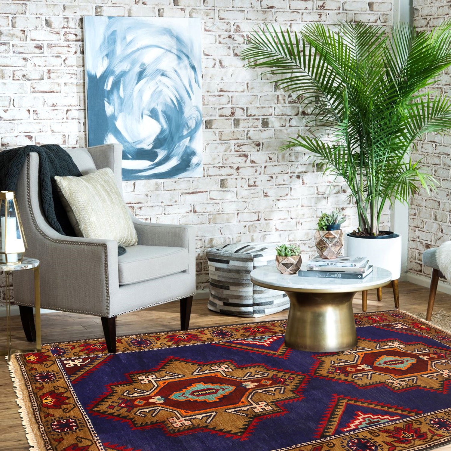 Baluchi Rug Handmade Multi Geometric 3x5 ft