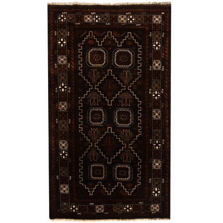 Baluchi Rug Handmade Multi Geometric 4x6 ft