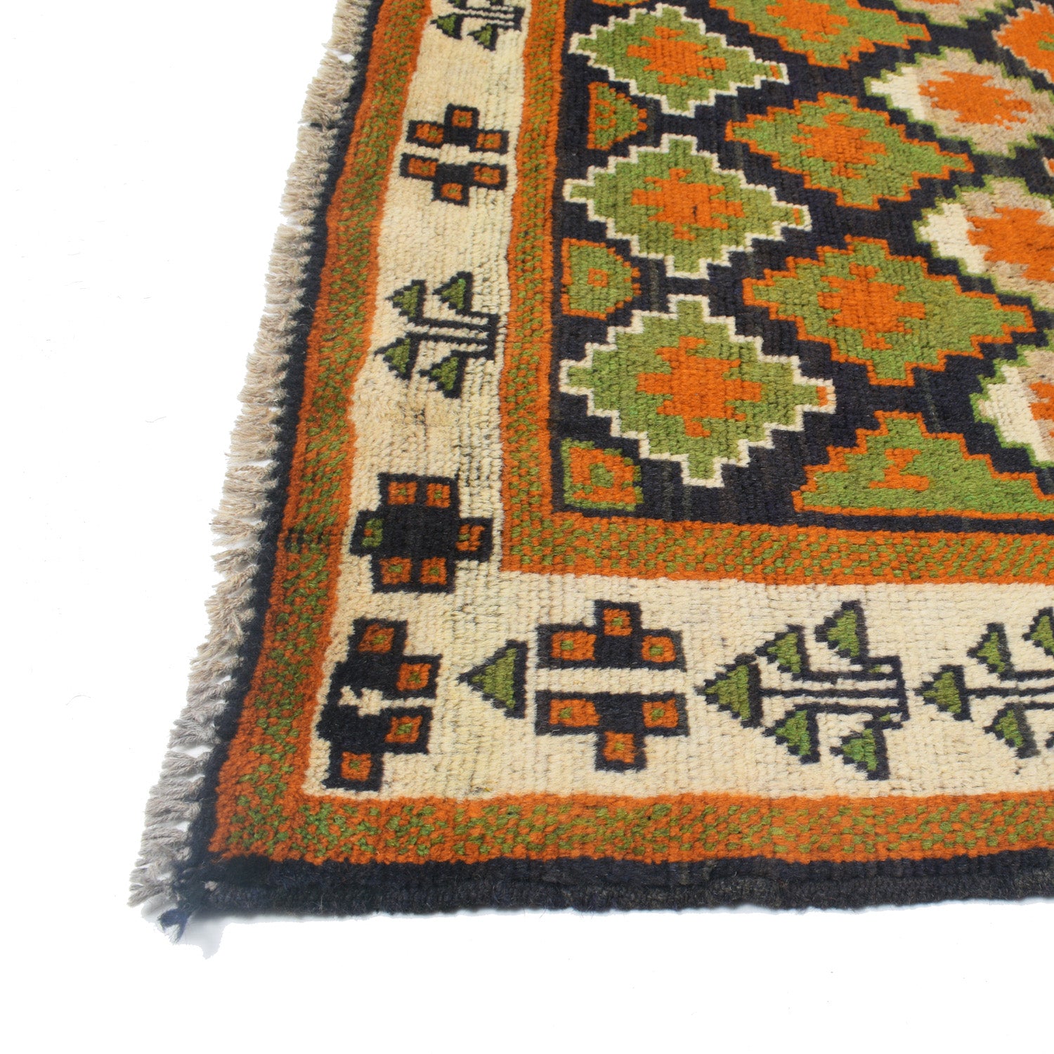 Kohistani Area Rug Handmade Black Geometric 5x6 ft